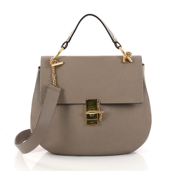 Chloe Drew Shoulder Bag Leather Medium Gray 3110801
