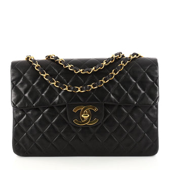 Chanel Vintage Classic Single Flap Bag Quilted Lambskin Maxi Black 3112001