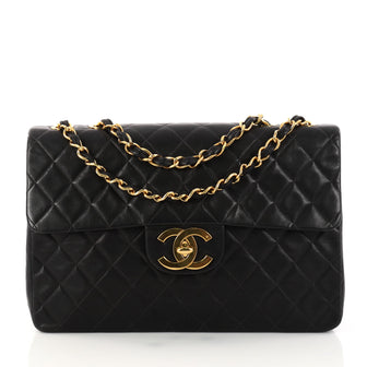 Chanel Vintage Classic Single Flap Bag Quilted Lambskin Maxi Black 3112101