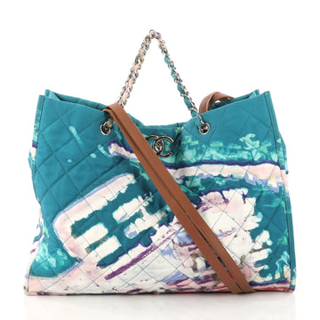 Chanel Watercolor Tote Quilted Canvas Large Blue 3112701