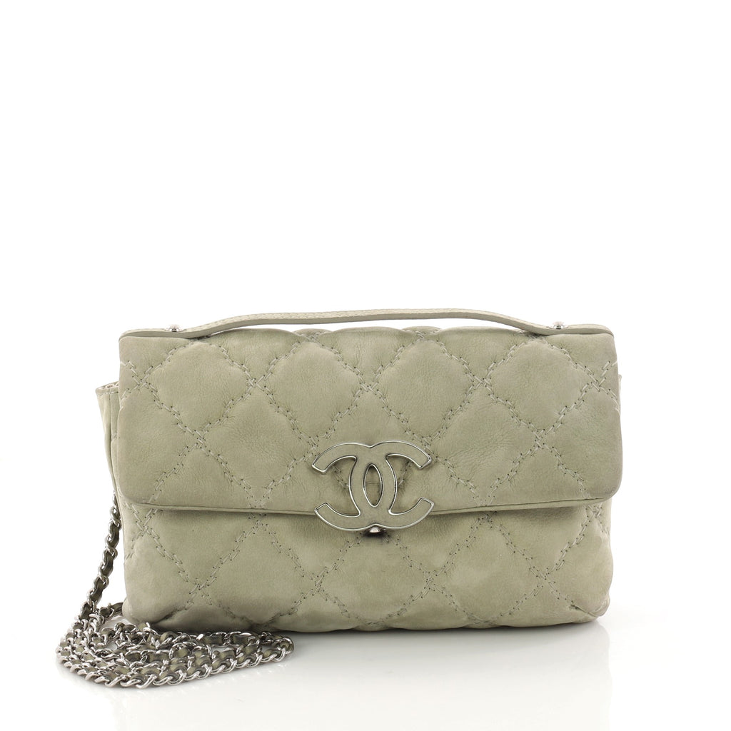 Buy Chanel Double Stitch Hampton Flap Bag Quilted Nubuck 3113502
