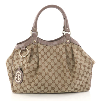  Gucci Sukey Tote GG Canvas Medium Brown 3114201