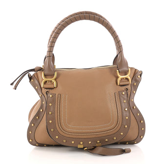 Chloe Marcie Satchel Studded Leather Medium Brown 3114203