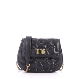 Christian Dior Dio(r)evolution Round Clutch with Chain Studded Leather Small Blue 3114701