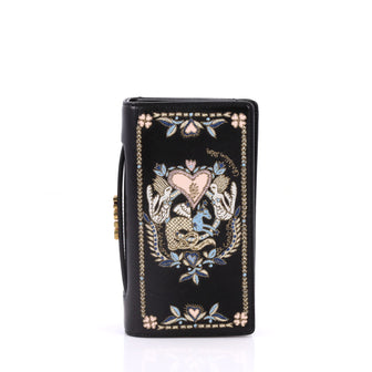 Christian Dior Tarot Pouch Embroidered Leather Black 3114703