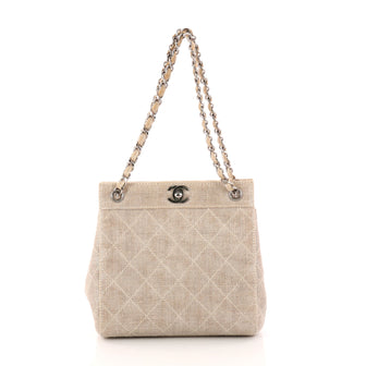 Chanel Vintage CC Chain Tote Quilted Canvas Small Neutral 3115104