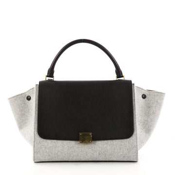 Celine Trapeze Handbag Leather and Felt Medium Black 3115401