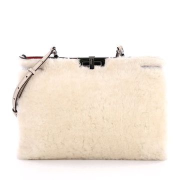 Fendi Peekaboo Clutch Bag Shearling White 3116304