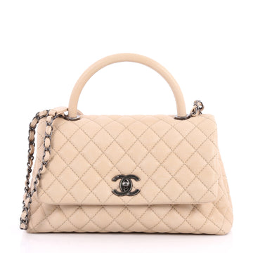 Chanel Coco Top Handle Bag Quilted Caviar Small Neutral 3117001