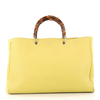 Gucci Bamboo Shopper Tote Leather Large Yellow 3117802