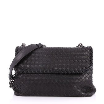 Bottega Veneta Olimpia Crossbody Bag Intrecciato Nappa Medium Black 3118501