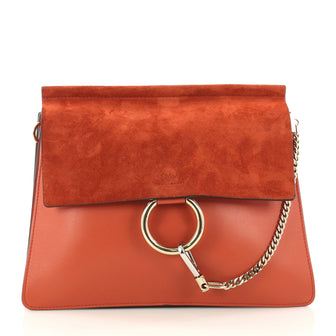 Chloe Faye Shoulder Bag Leather and Suede Medium Red 3118701