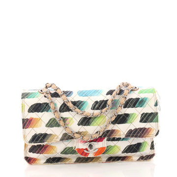 Chanel Watercolor Colorama Flap Bag Quilted Watercolor Canvas Medium White 3119101