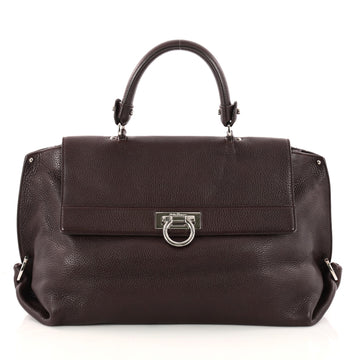 Salvatore Ferragamo Sofia Satchel Pebbled Leather Large Red 3120502