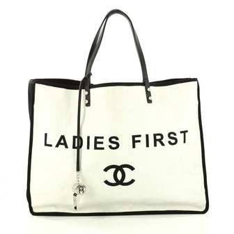 Chanel Let's Demonstrate Tote Canvas Large White 3124501