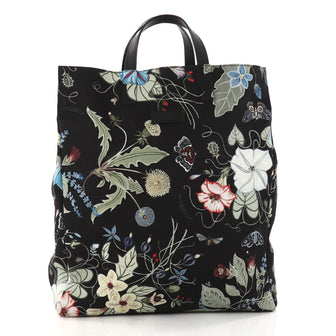 Gucci G-Active Knight Tote Flora Canvas Tall Black 3125401