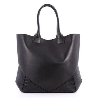 Givenchy Easy Tote Leather with Crocodile Embossed Leather Medium Black 3125601