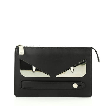 Fendi Monster Handle Clutch Leather Small Black 3125901