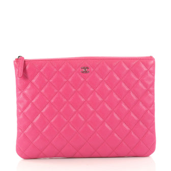 Chanel O Case Clutch Quilted Caviar Medium Pink 3125902