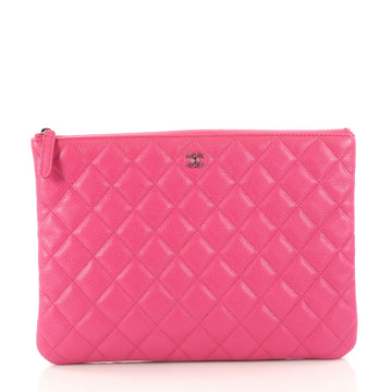 Chanel O Case Clutch Quilted Caviar Medium Pink 3125902
