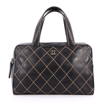 Chanel Surpique Zip Around Satchel Quilted Leather 3126202