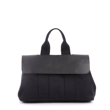 Hermes Valparaiso Handbag Toile and Leather PM Black 3128904