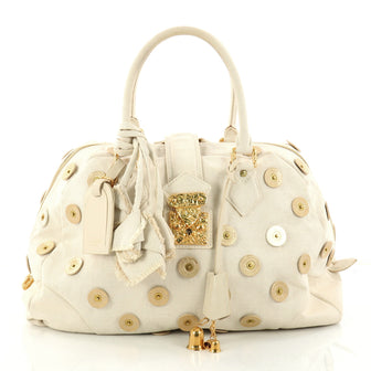 Louis Vuitton Polka Dot Panama Bowly Handbag Embellished 3129103