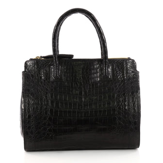 Nancy Gonzalez Double Zip Convertible Tote Crocodile Large Black 3131901