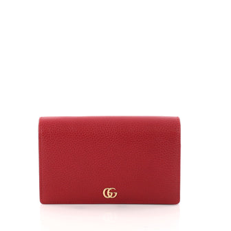 Gucci Petite Marmont Chain Wallet Leather Mini Red 3136703
