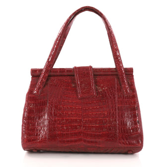 Nancy Gonzalez Bar Frame Shoulder Bag Crocodile Medium Red 3137301