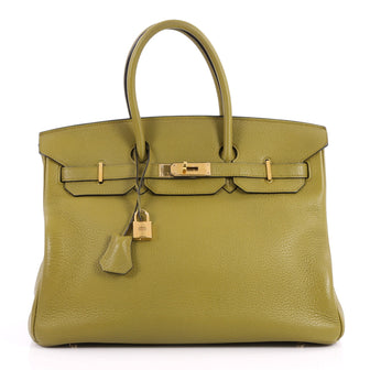 Hermes Birkin Handbag Green Clemence with Gold Hardware 3139201
