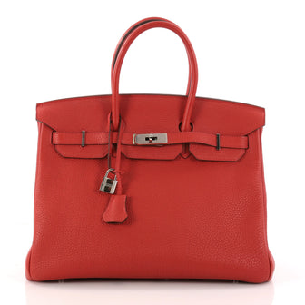 Birkin Handbag Geranium Red Togo with Palladium Hardware 35