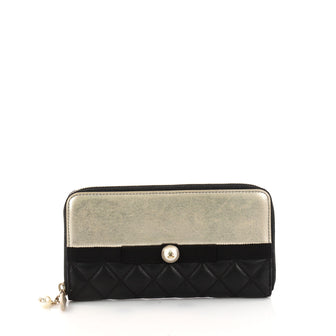 Chanel Pearl Zip Wallet Lambskin Long Gold 3139504