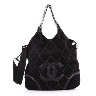 Chanel Rodeo Drive Tote Quilted Microsuede Large Black 3139801