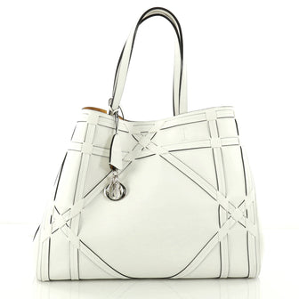 Christian Dior Open Tote Giant Cannage Woven Leather Large White 3140102