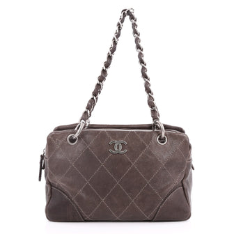 Chanel Outdoor Ligne Tote Quilted Caviar Medium Brown 3140201