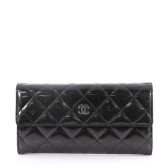 Chanel CC Gusset Flap Wallet Quilted Striated Metallic 3141003