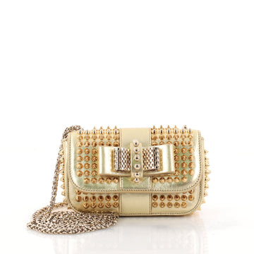 Christian Louboutin Sweet Charity Crossbody Bag Spiked Leather Mini Gold 3142104