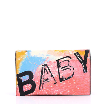 Saint Laurent Flap Clutch Printed Leather Pink 3142301
