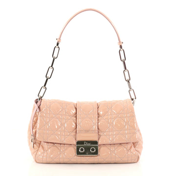 Christian Dior New Lock Flap Bag Cannage Quilt Patent Small Pink 3143106