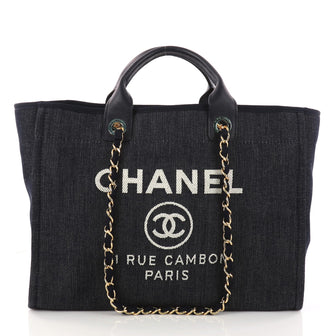 Chanel Deauville Chain Tote Denim Medium Blue 3143202