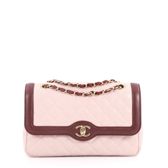 Chanel Two Tone Flap Bag Quilted Lambskin Medium Pink 3143302