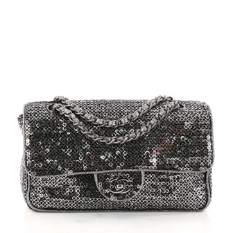 Chanel Hidden Sequins Flap Bag Sequins Medium Silver 3144101