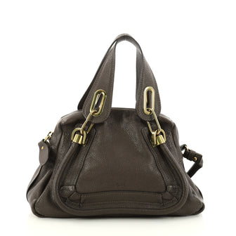 Chloe Paraty Top Handle Bag Leather Small Gray 3145302