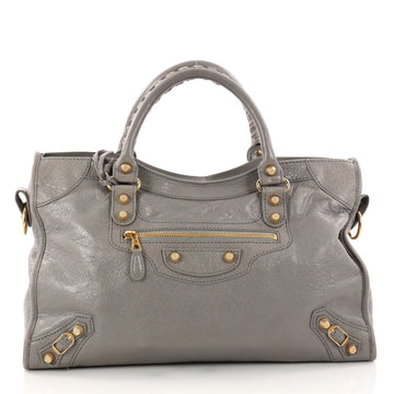 Balenciaga City Giant Studs Handbag Leather Medium Gray 3146502