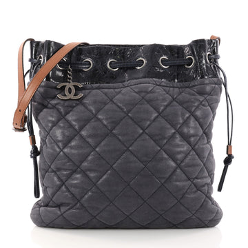 Drawstring Shoulder Bag Quilted Iridescent Calfskin Medium