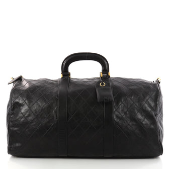 Vintage Diamond Stitch Boston Bag Quilted Lambskin Large