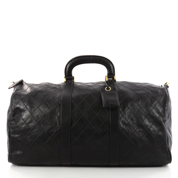 Vintage Diamond Stitch Boston Bag Quilted Lambskin Large