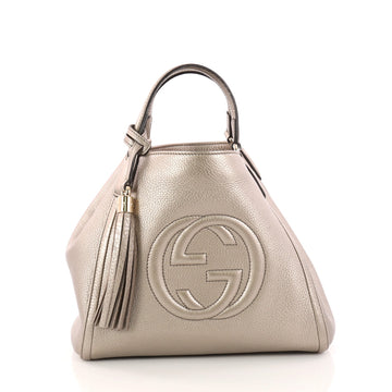 Gucci Soho Convertible Shoulder Bag Leather Small Gray 3148703