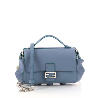 Fendi Wave Double Baguette Leather Micro Blue 3149402